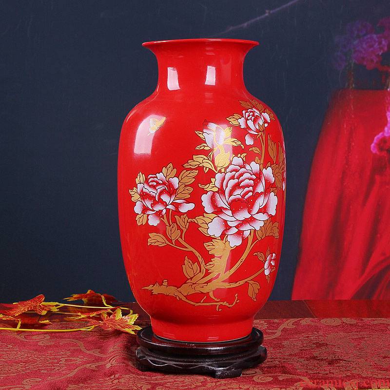 Jingdezhen ceramics China red peony idea gourd vases new home decoration decorated furnishing articles furnishing articles