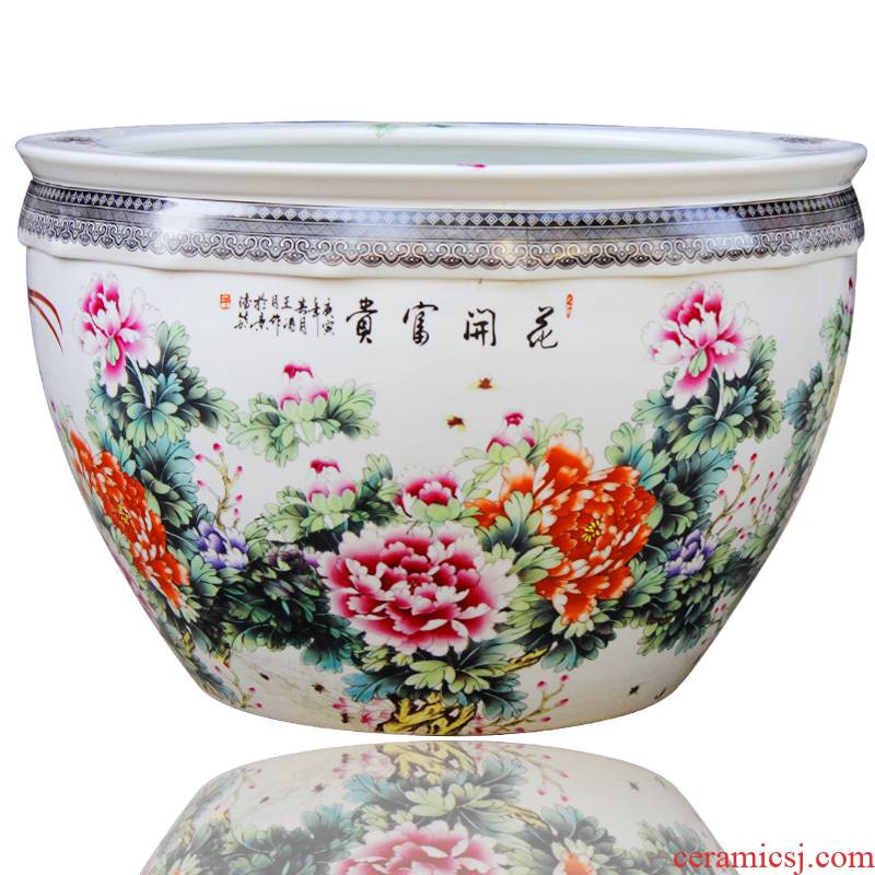 03 jingdezhen ceramic basin goldfish turtle cylinder fish tank water lily bowl lotus heavy large villa furnishing articles