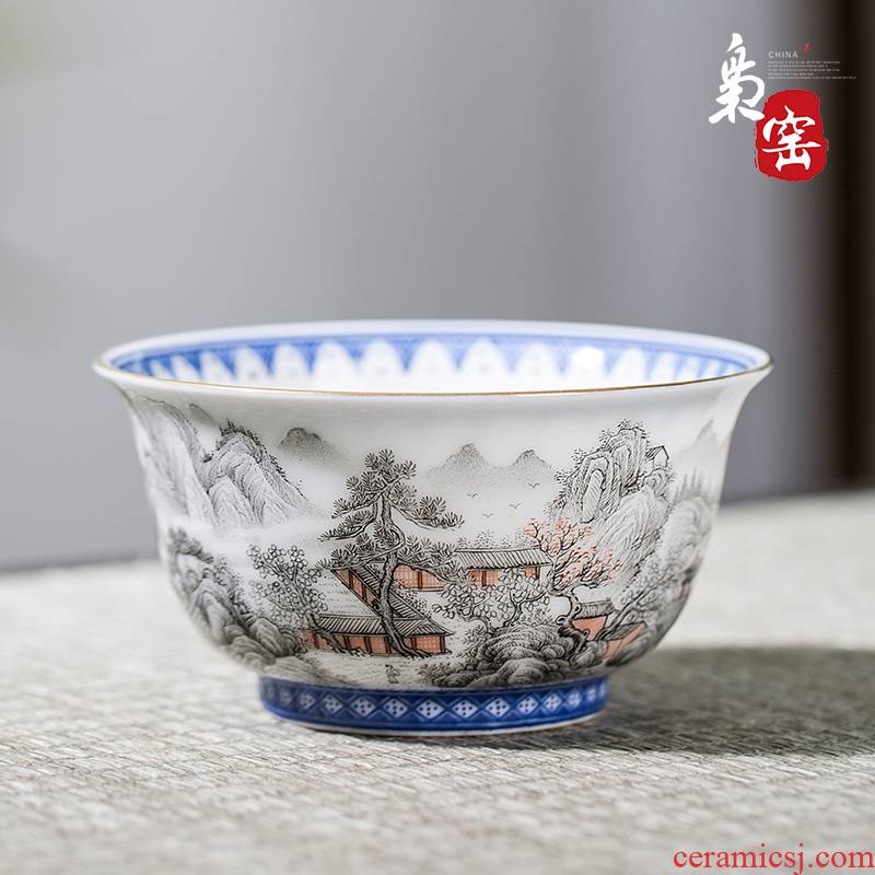 Owl up jingdezhen porcelain hand - made ceramic cups master cup single CPU kung fu tea cup sample tea cup landscape