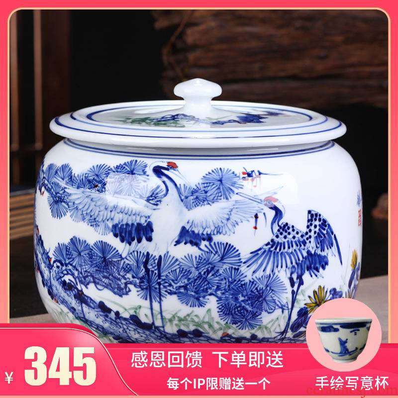 Jingdezhen ceramic tea cake tea gift box packaging household tea pot seal pot storage tank