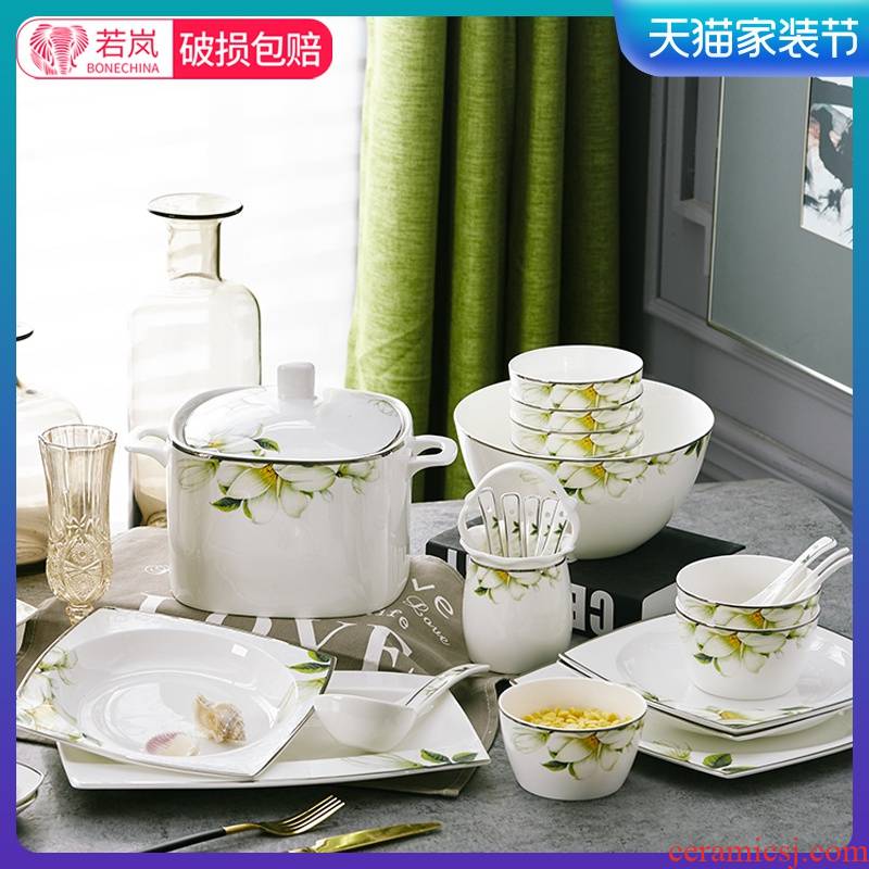 Europe type 56 skull porcelain tableware suit bowl dish household chopsticks sets high ceramic dishes wedding gift set