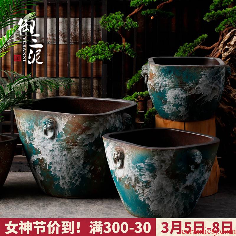 Restore ancient ways of archaize ceramic VAT yamato - e tank floor furnishing articles courtyard garden coarse pottery manual water basin of water