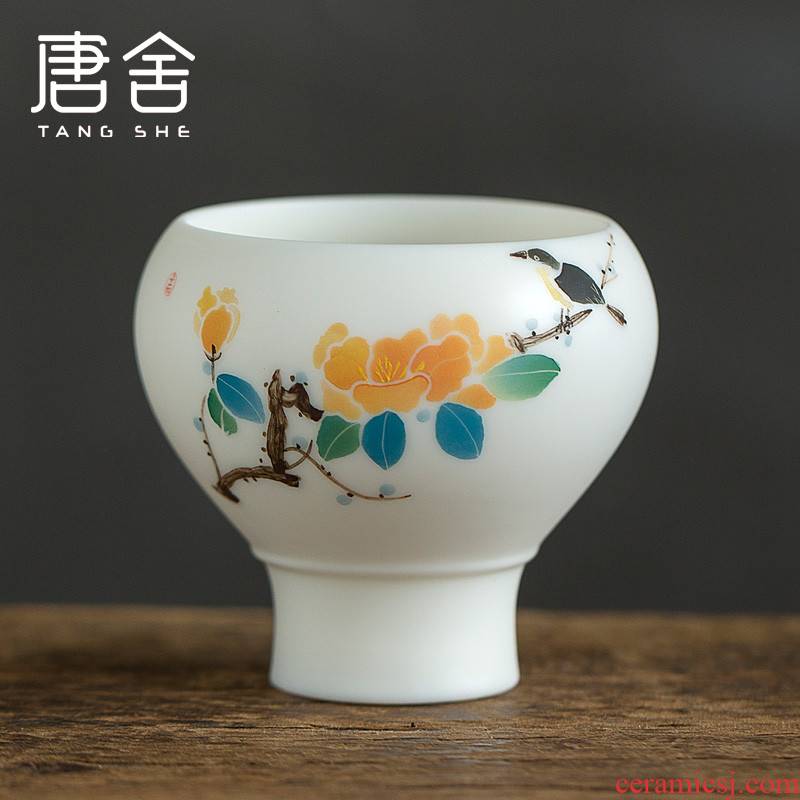 Don difference up large footed RuYiBei teacups hand - made white porcelain ceramic kung fu masters cup household single sample tea cup