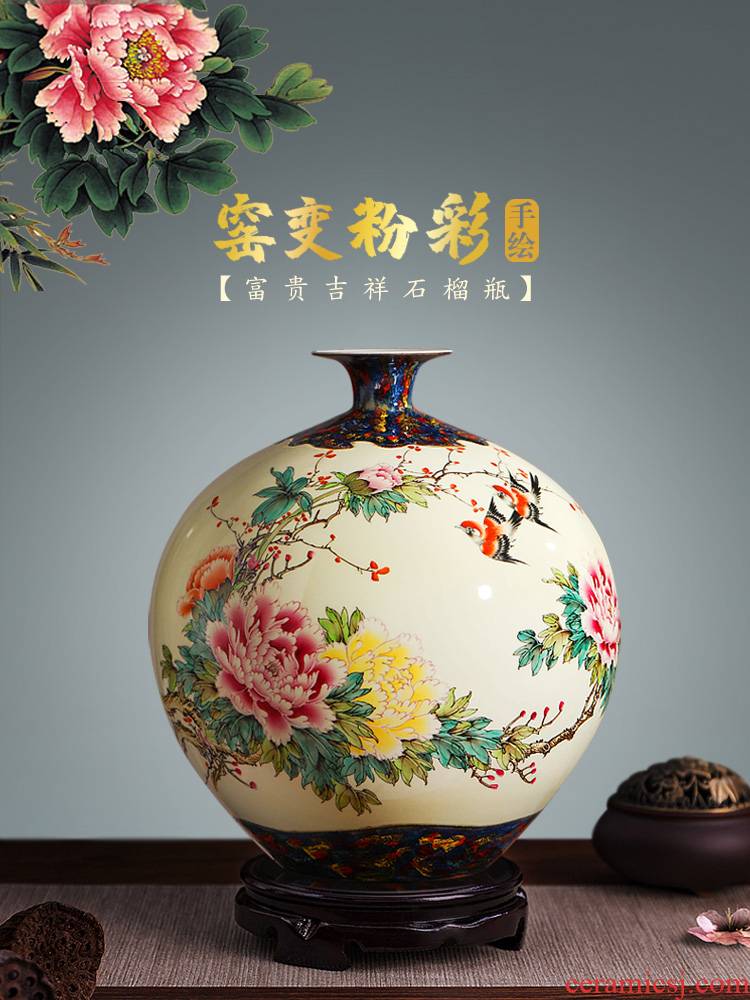 New Chinese style hand - made ceramic furnishing articles big vase peony rich ancient frame porch zen retro sitting room adornment arranging flowers