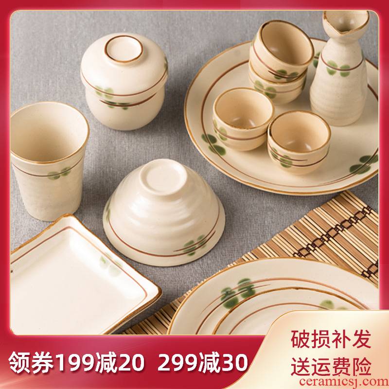 Fly wing to wing yuquan 】 【 Japanese dishes suit move household ceramic bowl dishes hand - printed tableware