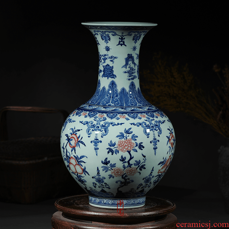 Jingdezhen ceramics antique hand - made Chinese blue and white porcelain vase sitting room porch TV ark, flower adornment furnishing articles