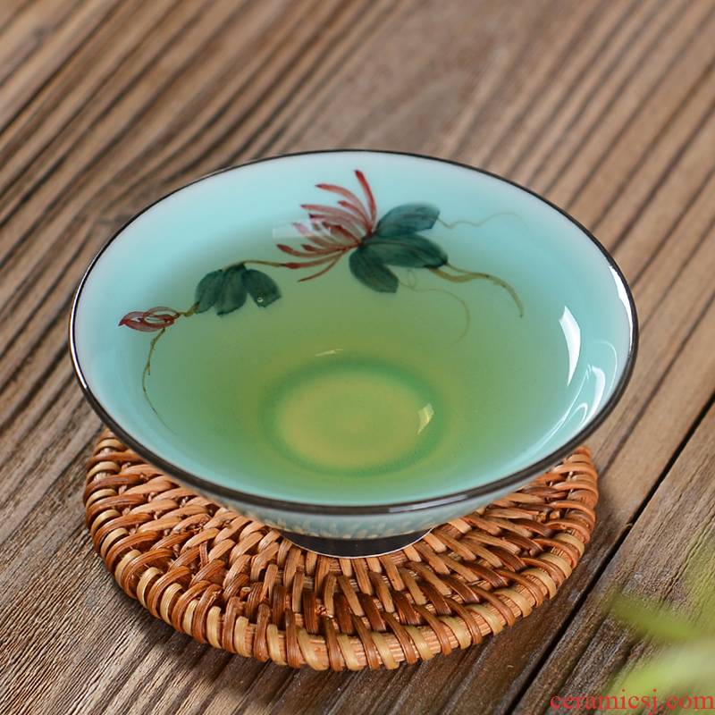 Hand - made ceramic cups suit household kung fu tea tea set celadon hat to master single cup sample tea cup, small bowl