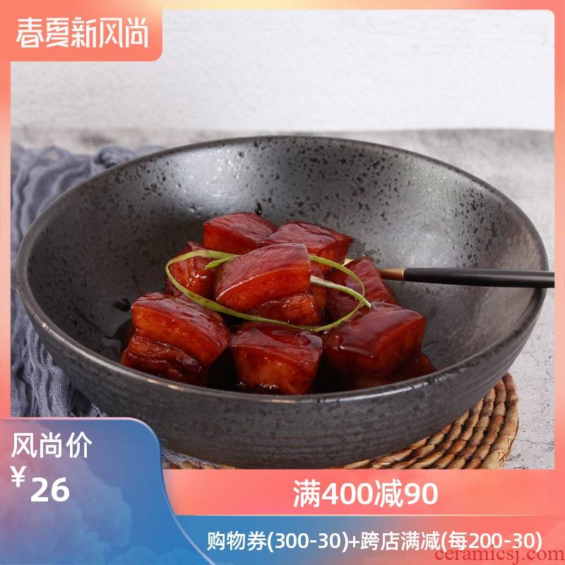 Chris beautiful porcelain Japanese creative household black matte enrolled braise in soy sauce meat ceramic bowl of salad bowl of soup bowl bowl rainbow such use