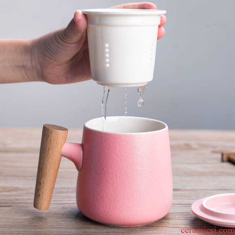 Creative ceramic cups and lovely flower tea home with men and women) filter cover spoon keller lovers ultimately responds cup