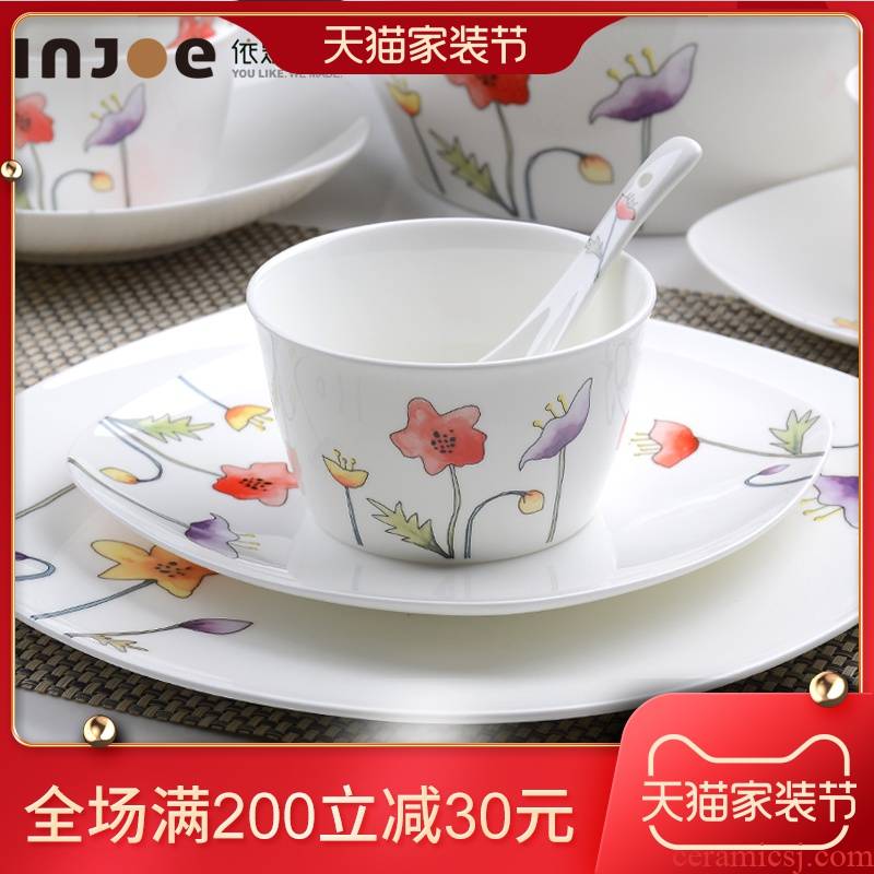 Tangshan dishes of household ceramic bowl chopsticks ipads porcelain tableware for domestic Korean always rainbow such as bowl bowl