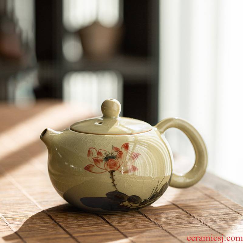 Hand lotus xi shi pot of ice to crack the up with jingdezhen ceramic kung fu tea set manually teapot single pot of household