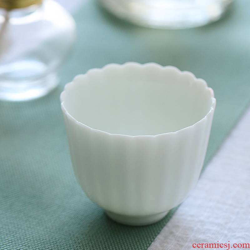 JingLan kung fu tea cup single CPU by petals cup of jingdezhen ceramic tea set a cup white porcelain cups sample tea cup