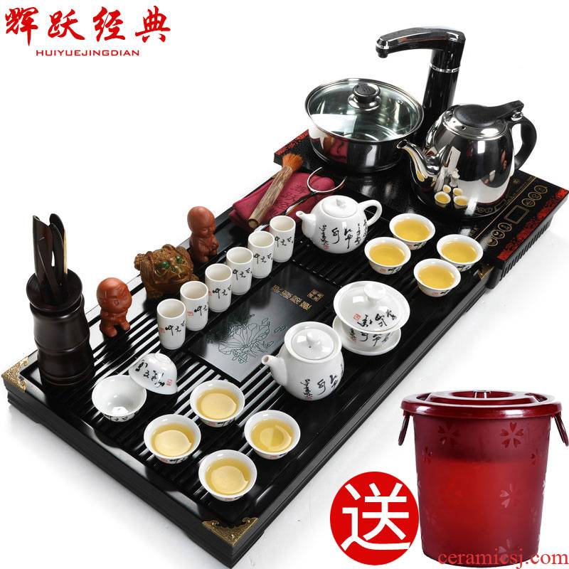 Hui make/ceramic tea set ipads China kung fu tea sets ceramic induction cooker solid wood tea tea tray was solid wood