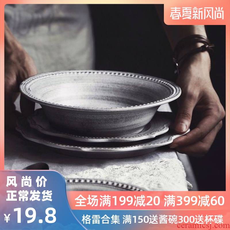Lototo pale in Japanese Nordic ins anaglyph restoring ancient ways of household ceramic bowl bowl rainbow such as bowl bowl plate tableware