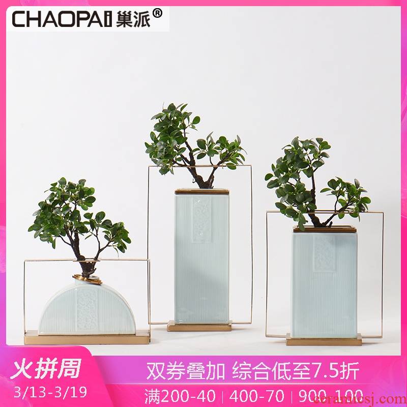 New classic ceramic flower implement electroplating process soft adornment flower vase eat edge bar face furnishing articles study the living room