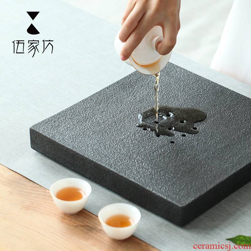 The Wu family fang tea tray was imitation ceramic household small tea table, square stone grain storage and drainage Japanese contracted dry terms plate