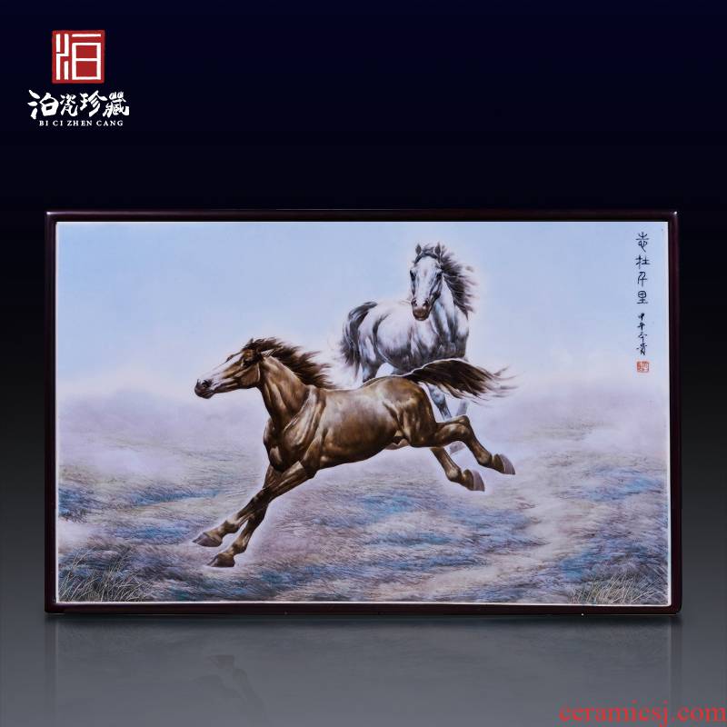Jingdezhen ceramic hand - made swift horse wall decoration as the sitting room porch hang a picture to study background wall decoration