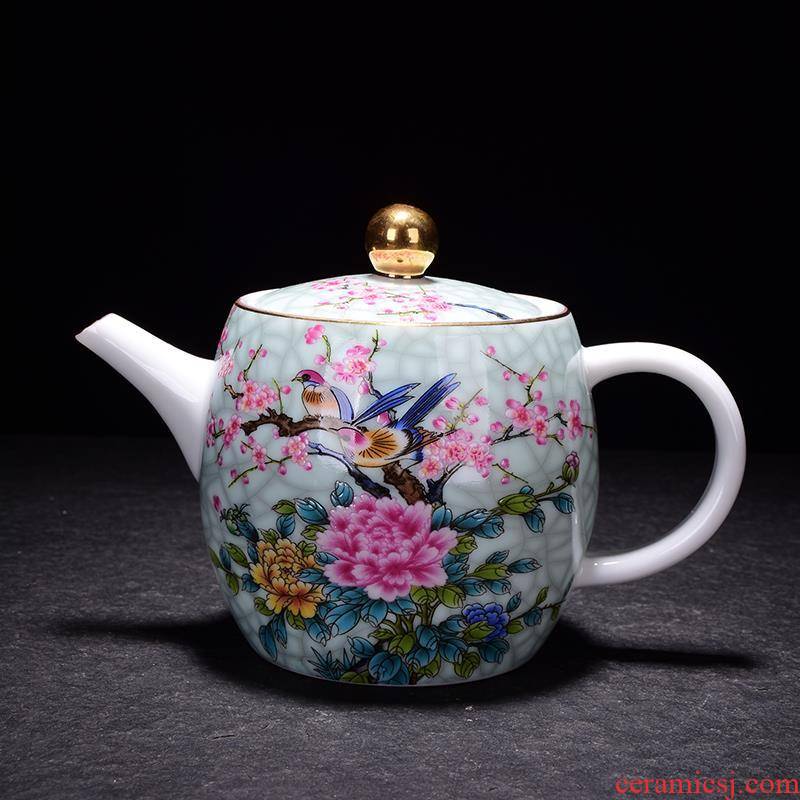 Jingdezhen ceramic teapot kung fu tea set single pot of blue and white porcelain teapot household open flower pot