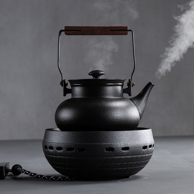NiuRen boiling kettle household ceramic pot of black tea, black pottery tea boiled tea stove electric TaoLu restoring ancient ways suit