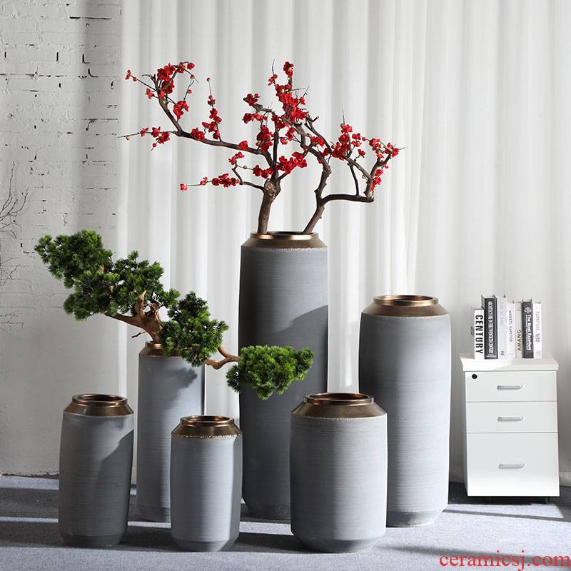 Large vases, jingdezhen ceramic light villa key-2 luxury cement ash flower arranging I and contracted furnishing articles