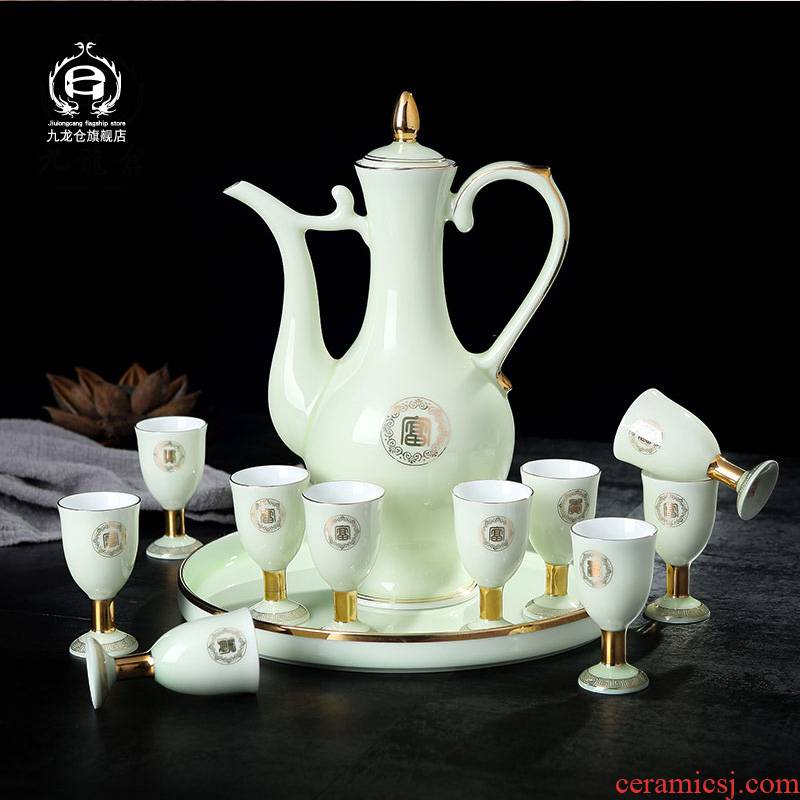 DH jingdezhen wine suits for ceramic home court antique Chinese jade porcelain paint glass decanters innocence