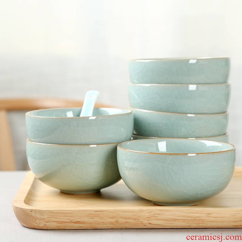 Brother celadon eat rice bowls bowl longquan up slicing bowls with 4.5 inch single bowl bowl of new ceramic tableware