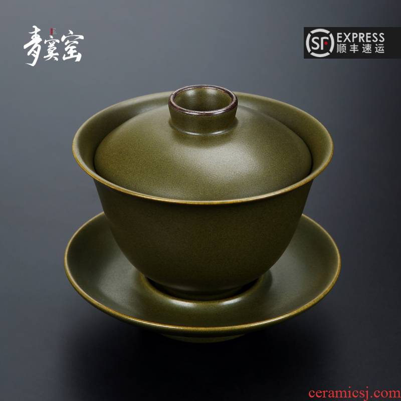 Up with green was tureen tea sets jingdezhen ceramic glaze at the end of the three tea tureen