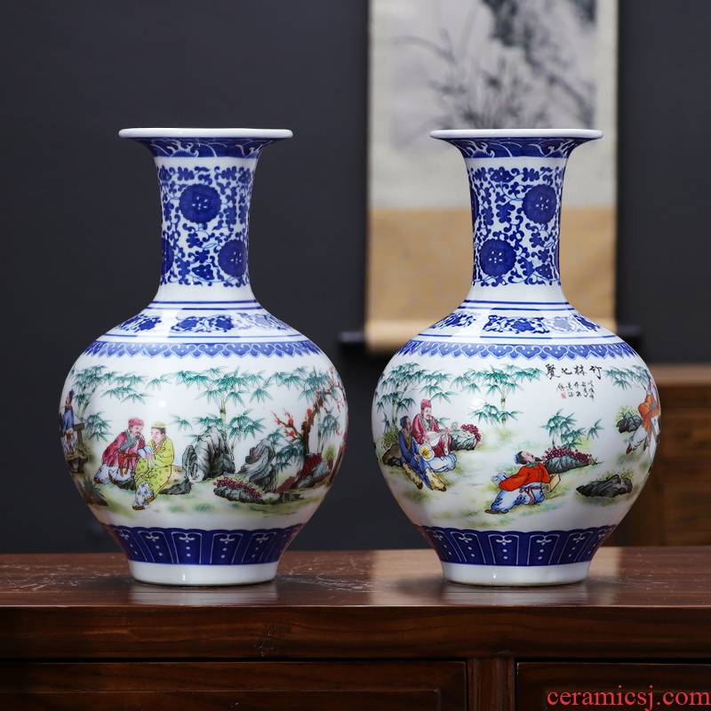 Blue and white porcelain vase furnishing articles dried flower decoration porcelain of jingdezhen ceramics decoration of modern Chinese style household act the role ofing is tasted