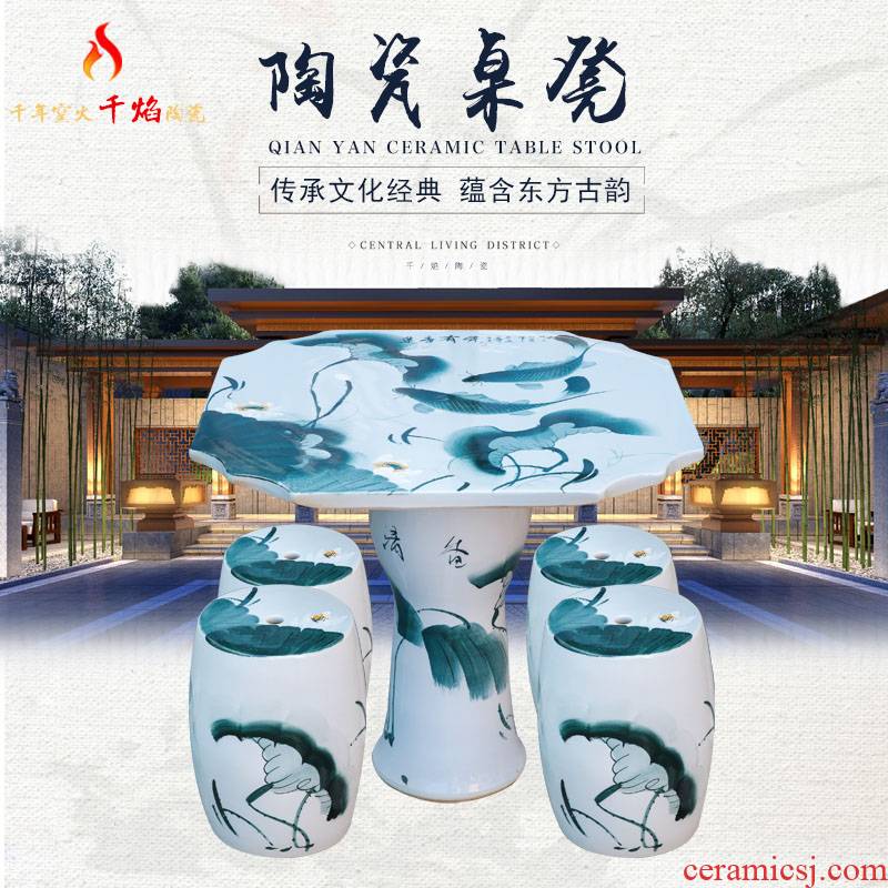 Jingdezhen ceramic table who suit round table antique blue - and - white son is suing patio tables and chairs for years