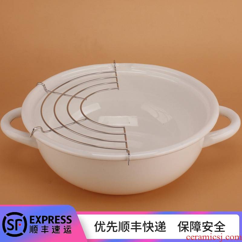 Japanese enamel household soup pot drain oil tapping fryer binaural pot induction cooker general gas