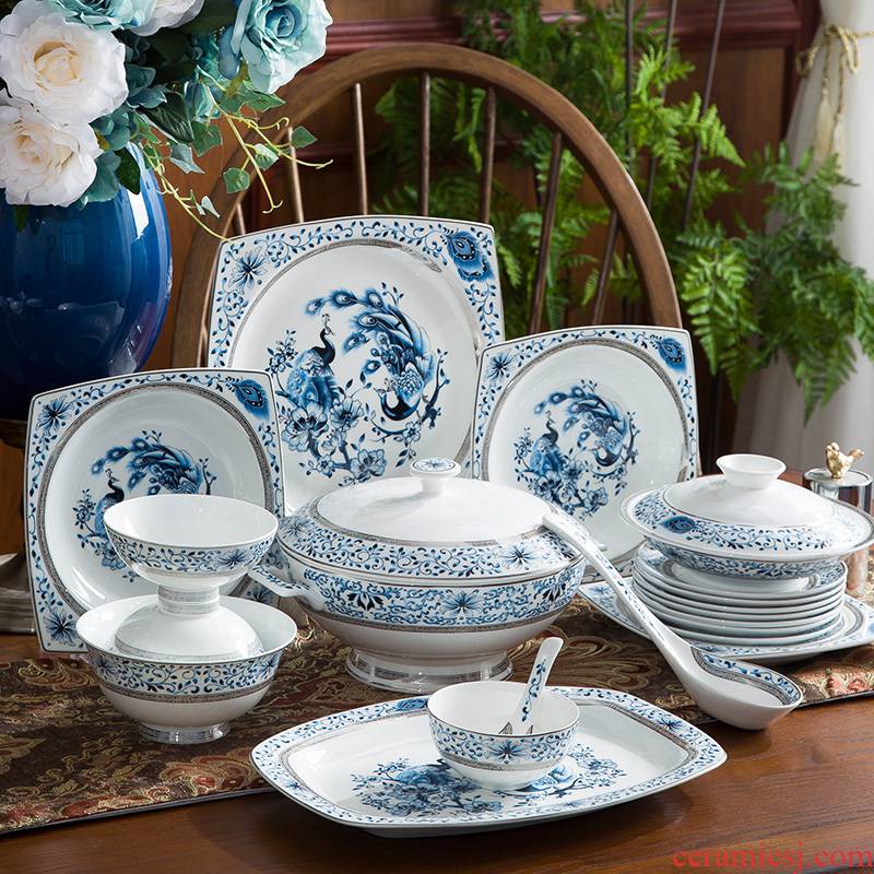 High - grade jingdezhen porcelain suit home dishes suit 60 skull porcelain tableware dishes plates wedding gifts