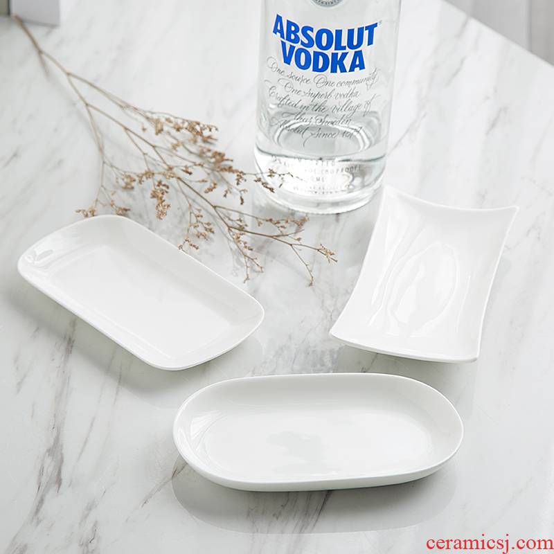 The Source of household porcelain show creative pure white ipads porcelain tableware rectangle towel dish dish dish steamed vermicelli roll plate ceramic plates