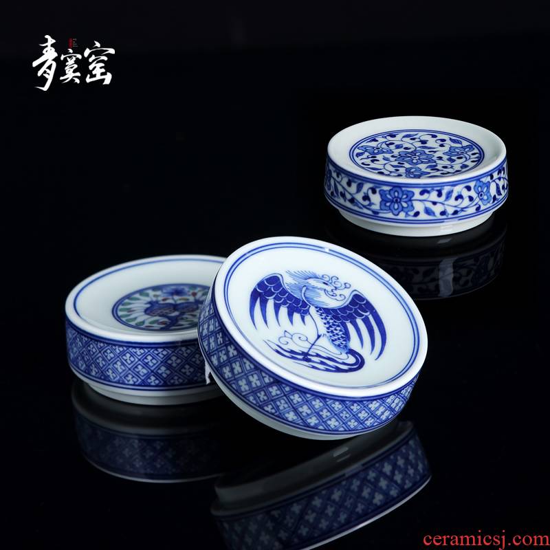 Hand made blue and white color ceramic teapot maker bearing cup mat firewood kung fu tea accessories cover rear cover the lid holder frame