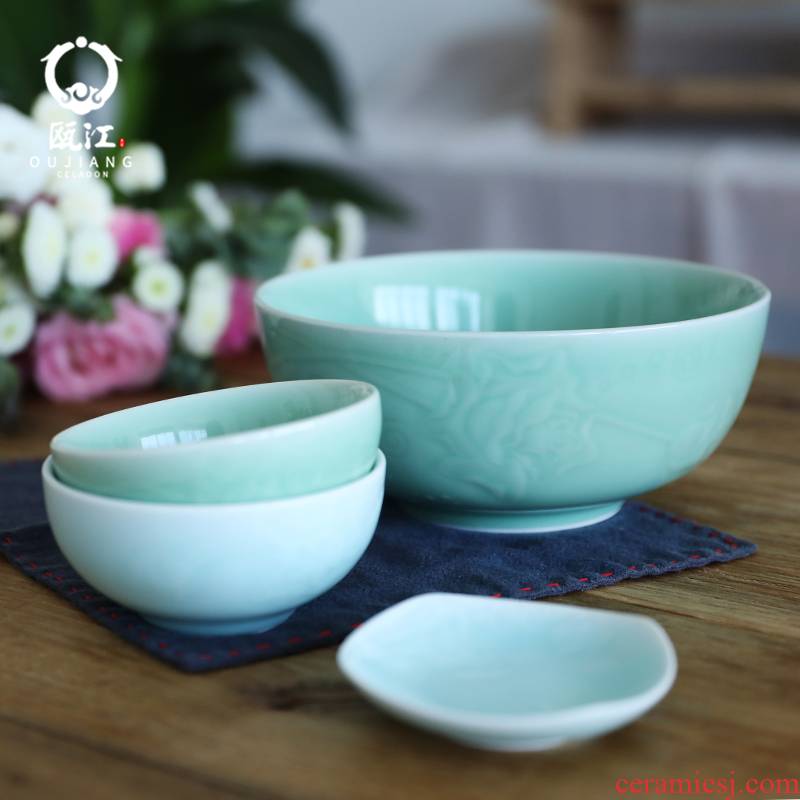 Oujiang longquan celadon dishes rose bowl a single Chinese style ceramic terms rainbow such as bowl soup bowl dish flavor dish vinegar