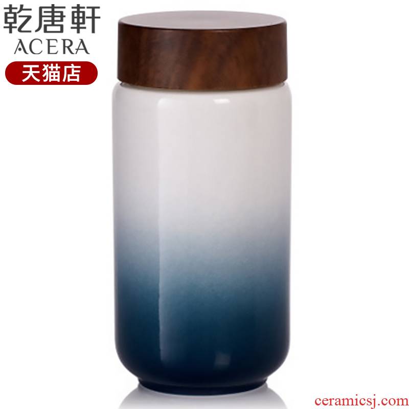 Do Tang Xuan porcelain cup cheering straight tube with a cup of wood cover 400 ml creative ceramic tea cup men and women