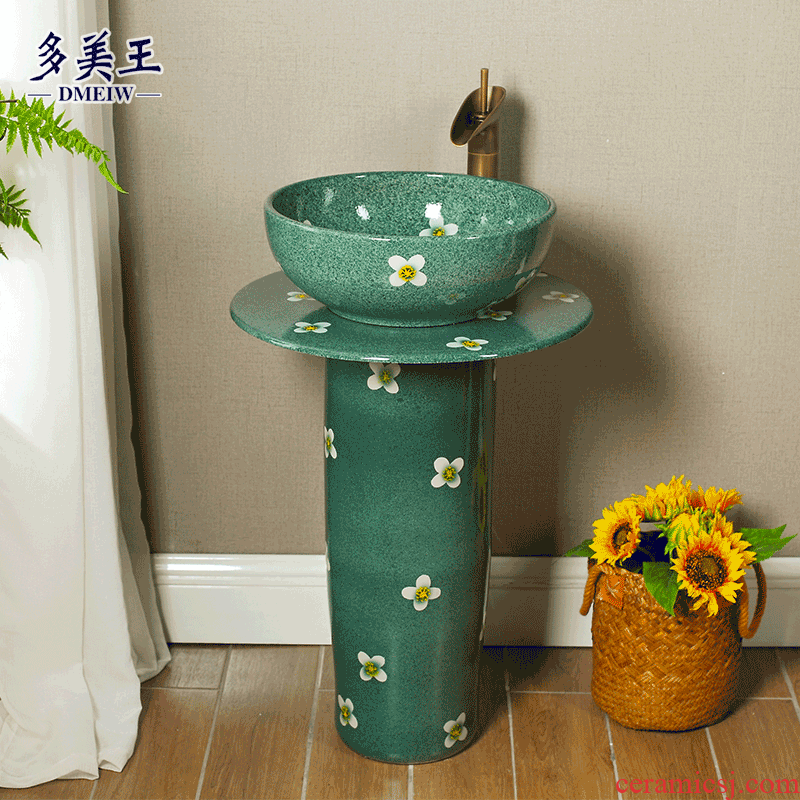 Ceramic column type lavatory basin integrated sink basin bathroom home floor art column column