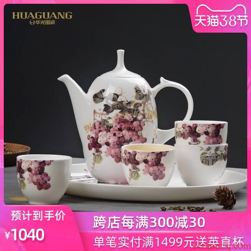 Hua guang ceramics of autumn ipads China tea set suit kung fu tea set gift box to recognize Chinese tea set 6 piece