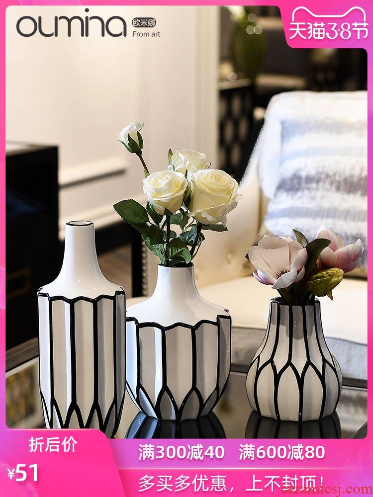 Simple black and white flower implement modern furnishing articles home dried flower arranging flowers adornment ceramics in the sitting room porch decoration ideas