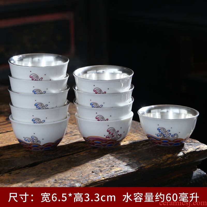 Small white porcelain ceramic cups set 6 pack sample tea cup masters cup kung fu suet jade cup pure white trumpet