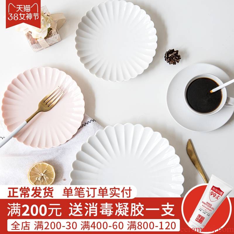 Jian Lin ins creative dessert frosted glass ceramic plate plate plate by lake dish household cake plate