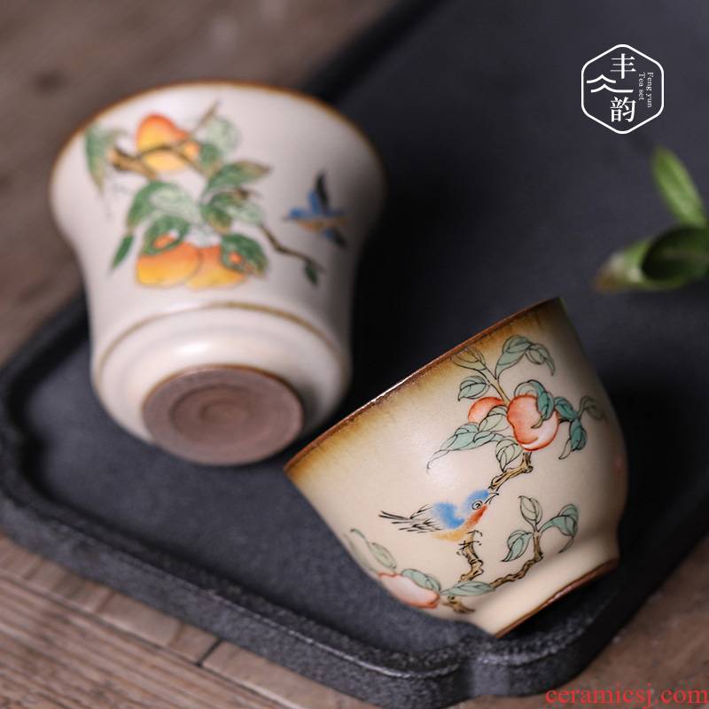 Start your up teacups hand - made of rural wind jingdezhen ceramic cup sample tea cup individual kung fu tea set large single CPU
