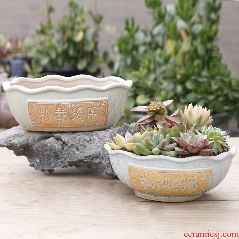 Large fleshy contracted Large caliber flowerpot coarse pottery flowerpot ceramics meaty plant appetizer combination with special offer a clearance