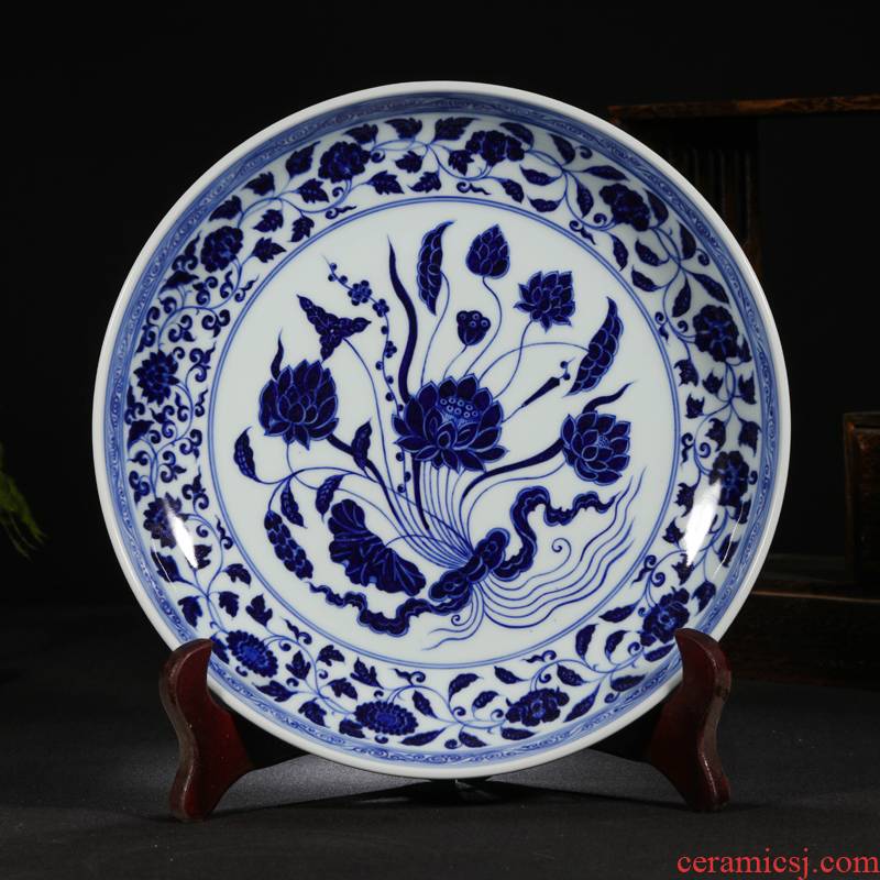 Offered home - cooked hand blue and white porcelain in jingdezhen porcelain decoration plate antique market checking ceramic art compote dish