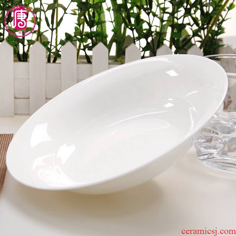 Yipin tang household pure white ipads China tableware soup plate 6 7.5 inch ceramic deep dish dish dish dish plate