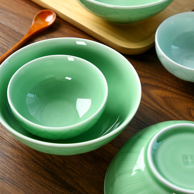Longquan celadon creative rainbow such as bowl lotus bowl Chinese rice bowls large ceramic tableware soup bowl with rainbow such use