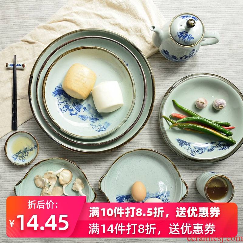 Three points 0 Chinese landscape creative the ceramic tableware soup plate deep dish fruit bowl FanPan household big circular plate