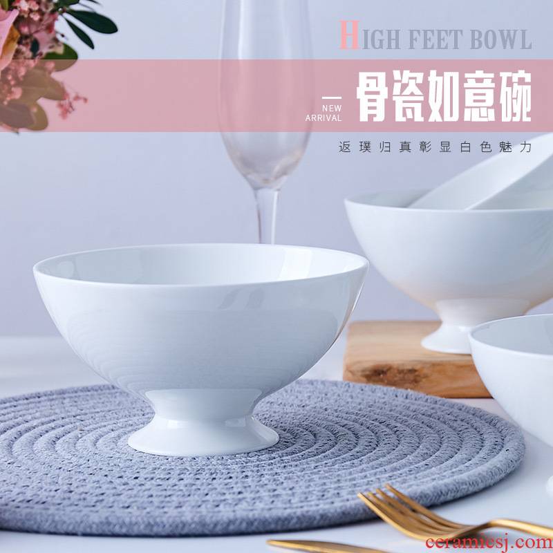 Jingdezhen Chinese tall rice bowls ipads porcelain household jobs rainbow such use white ceramic tableware creative ruyi bowl