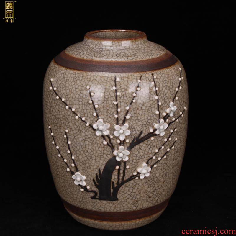 Jingdezhen imitation Ming elder brother up with open piece name plum flower decoration ceramics can manually archaize Dong Wen play antique collection furnishing articles