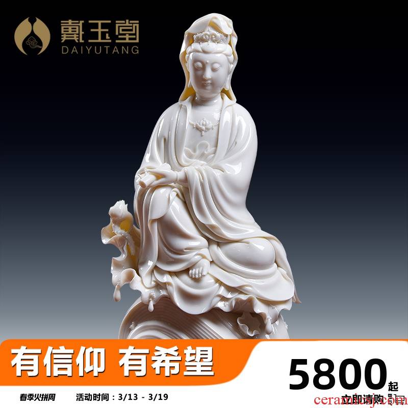 Yutang dai Lin Luyang dehua white porcelain collection master manually signed works of Chinese style furnishing articles/charge to guanyin sitting room