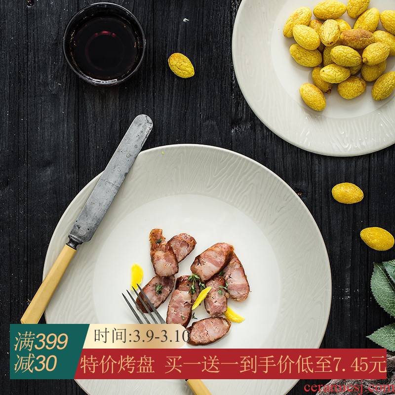 Brand preferential Japanese simple ceramic tableware plate new western - style dinner plate plates pasta dishes